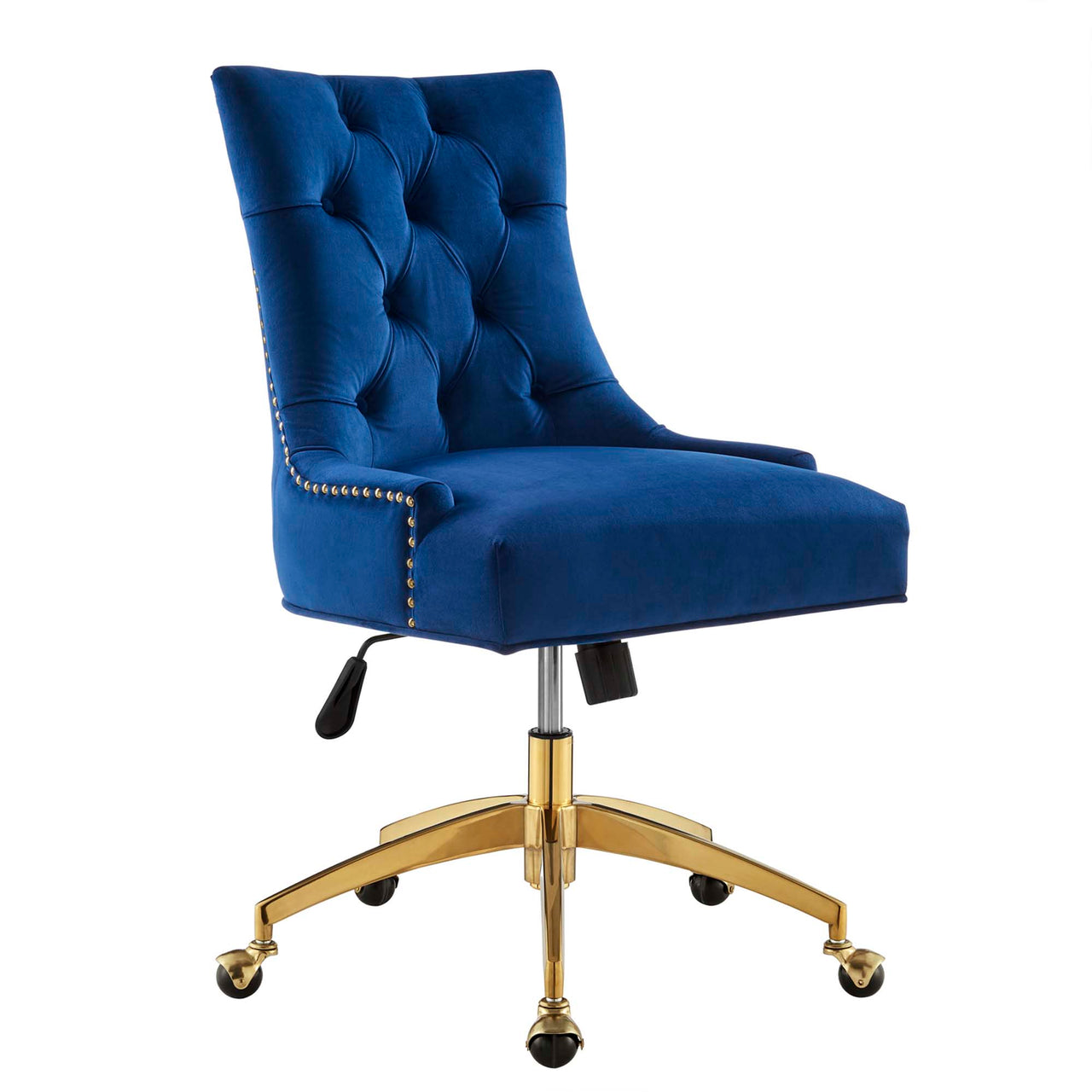 Cavell Velvet Office Chair, Gold & Navy