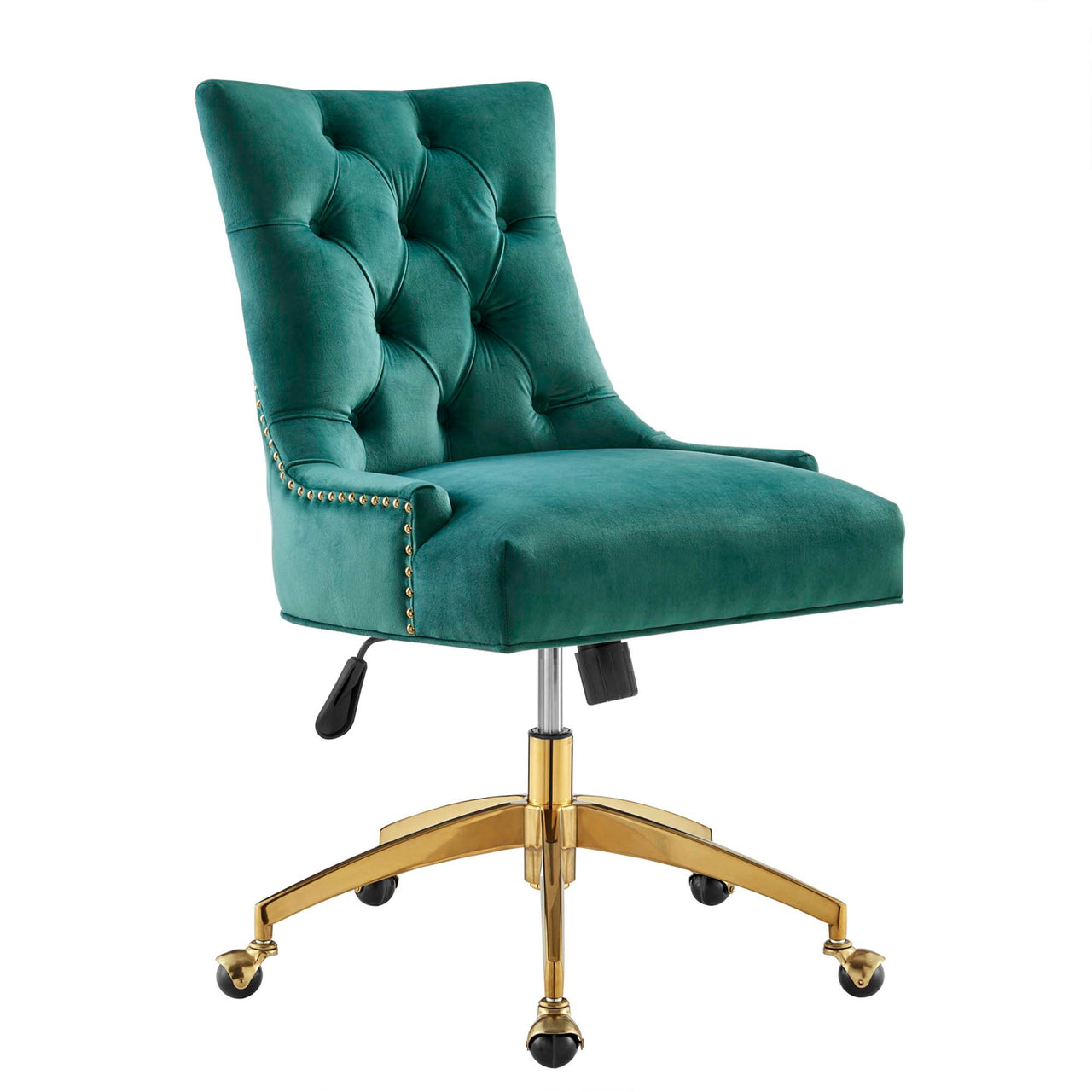 Cavell Velvet Office Chair, Gold & Teal