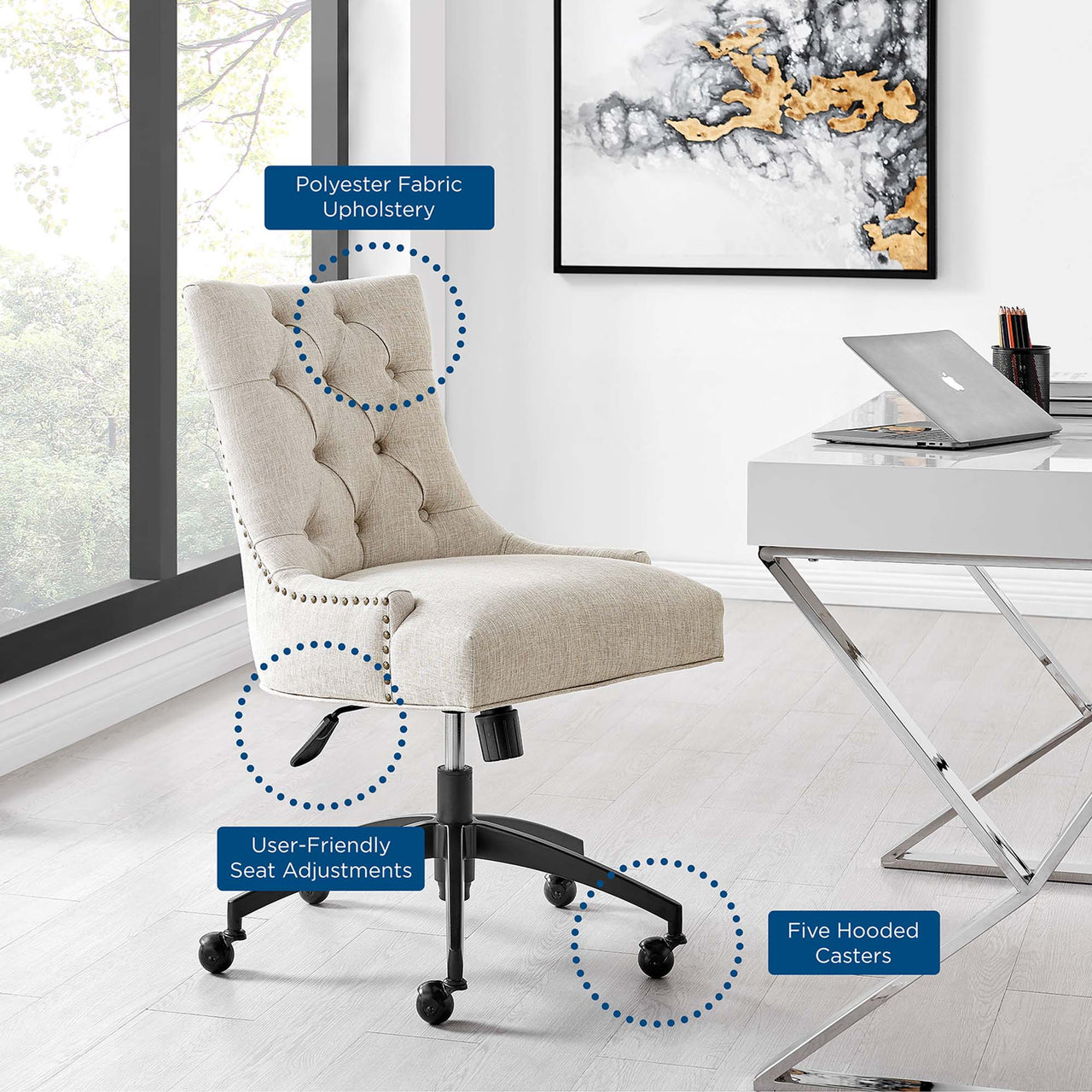 Cavell Fabric Office Chair, Black & Beige
