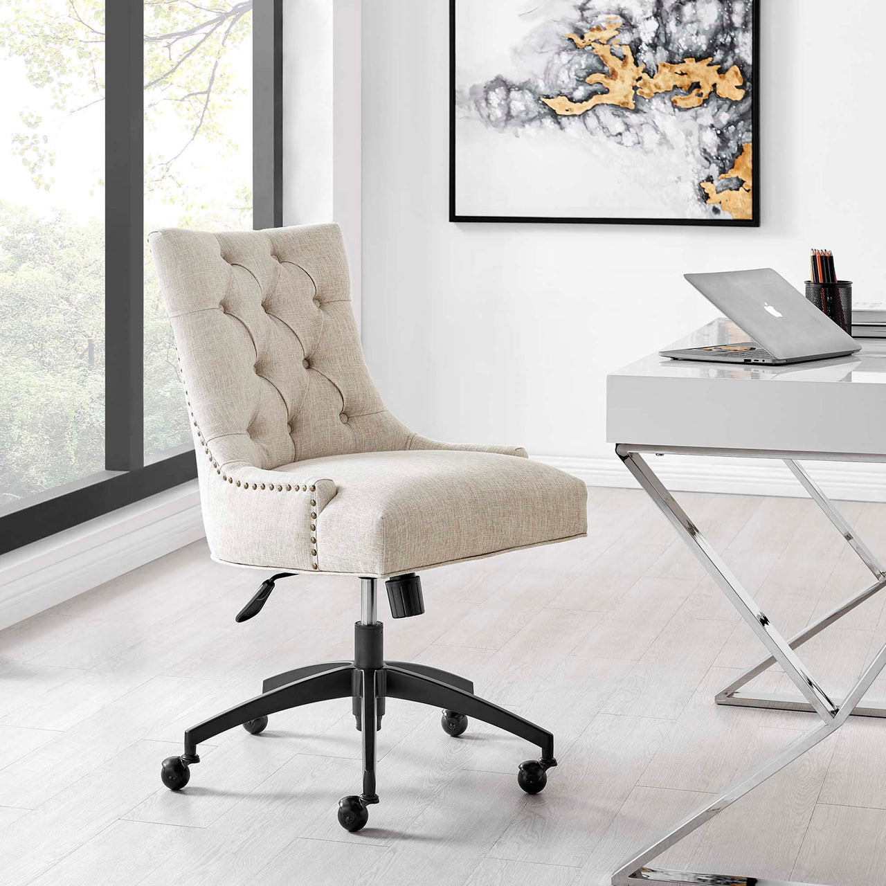 Cavell Fabric Office Chair, Black & Beige