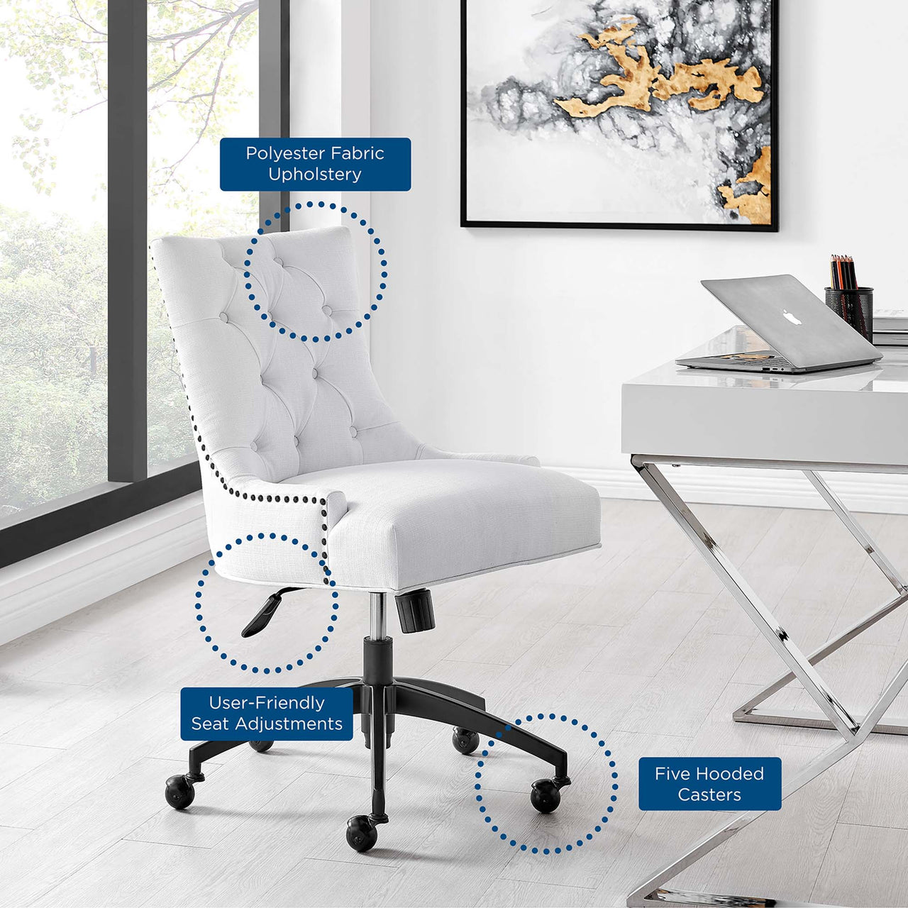 Cavell Fabric Office Chair, Black & White
