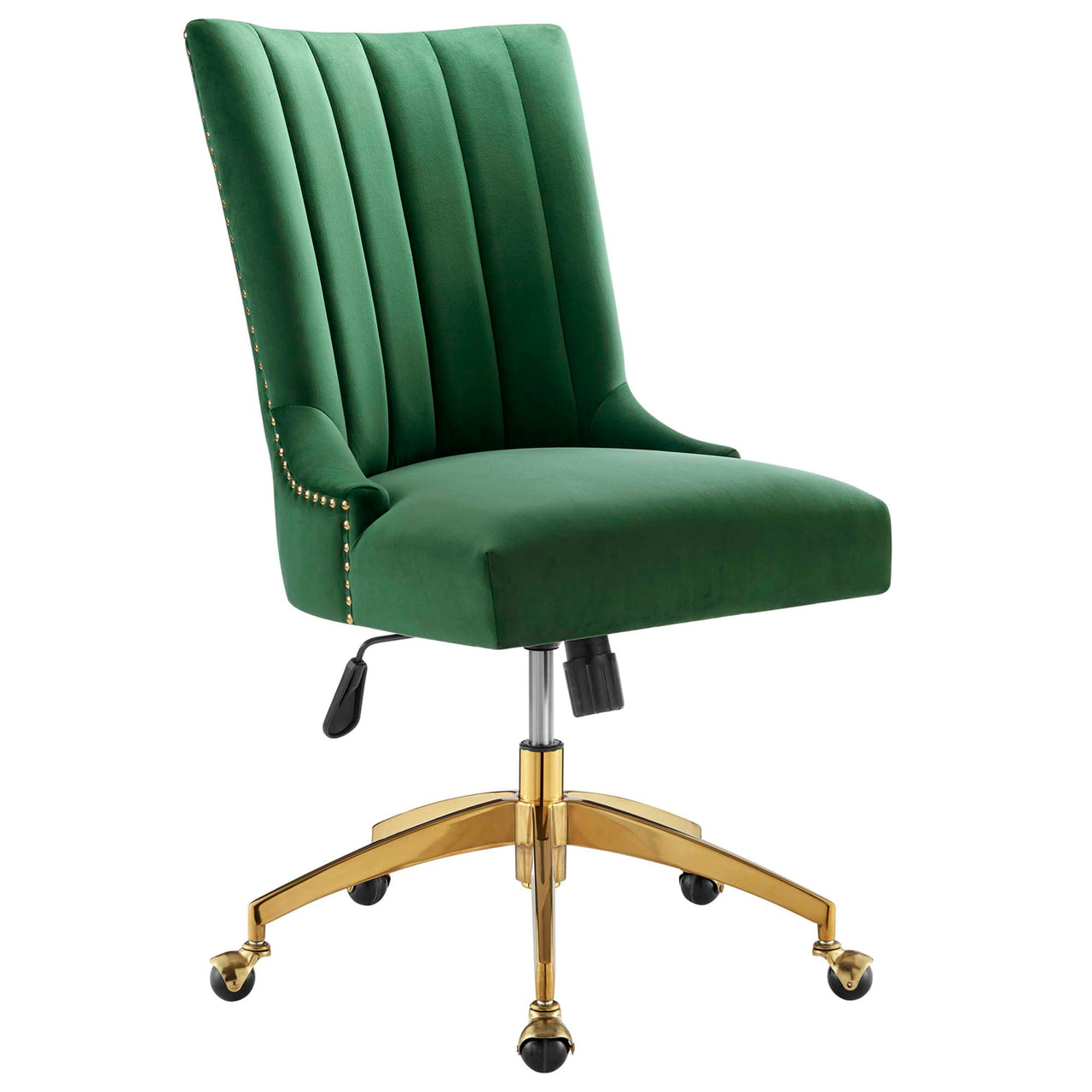Arvene Velvet Office Chair, Gold & Emerald