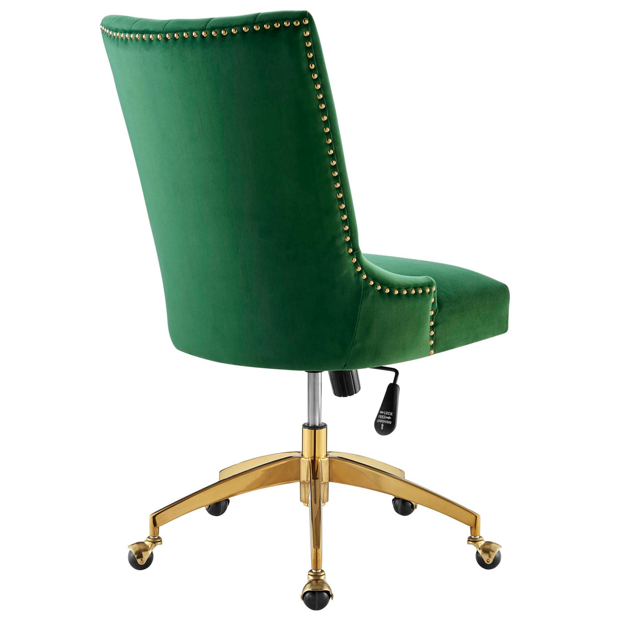 Arvene Velvet Office Chair, Gold & Emerald