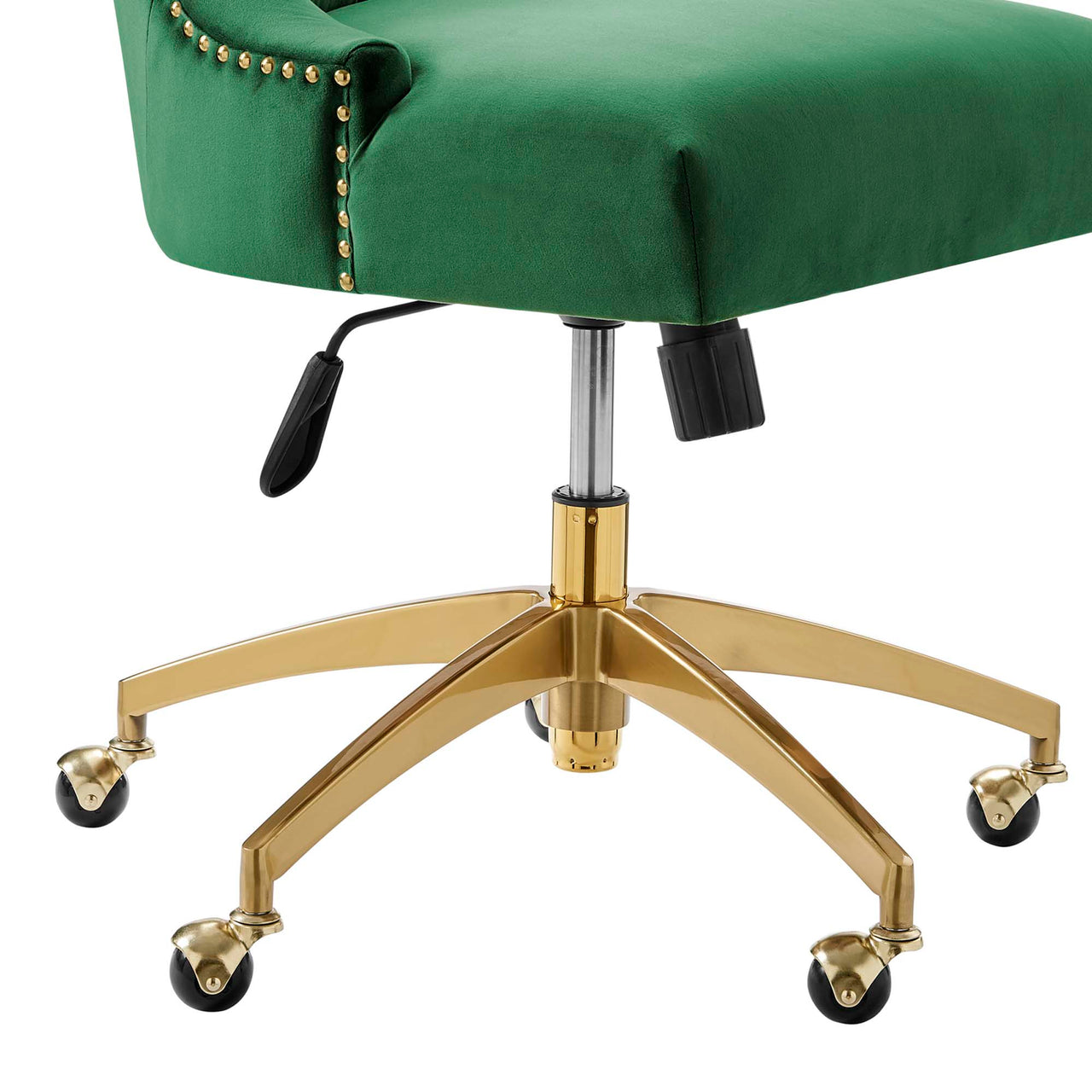 Arvene Velvet Office Chair, Gold & Emerald
