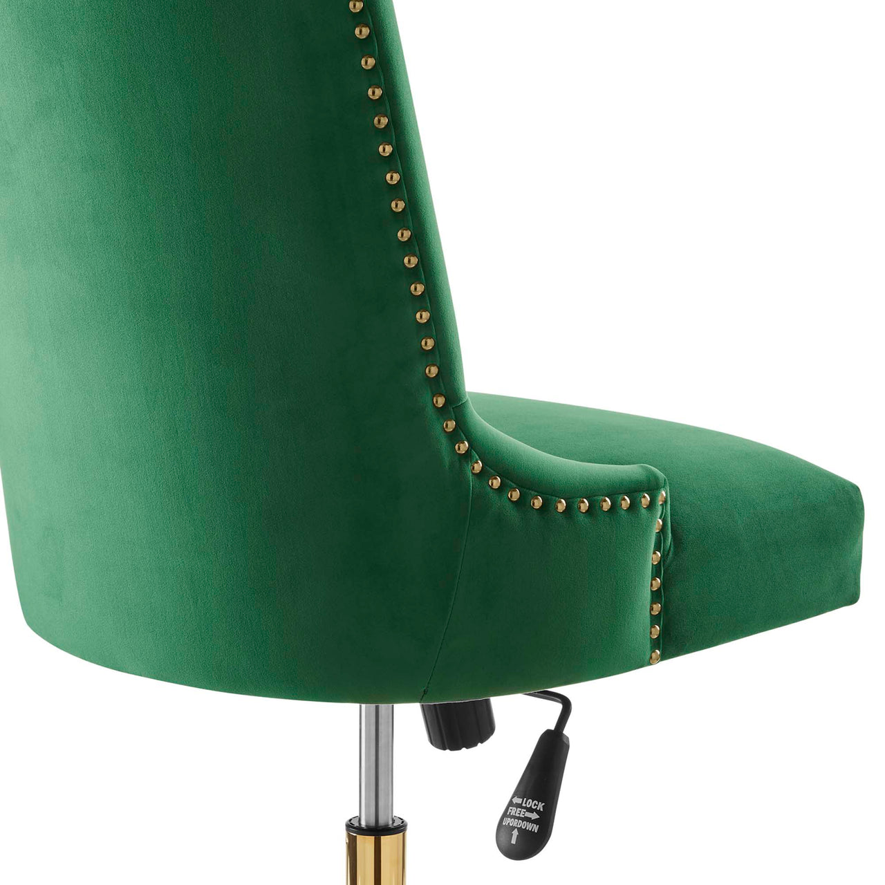 Arvene Velvet Office Chair, Gold & Emerald