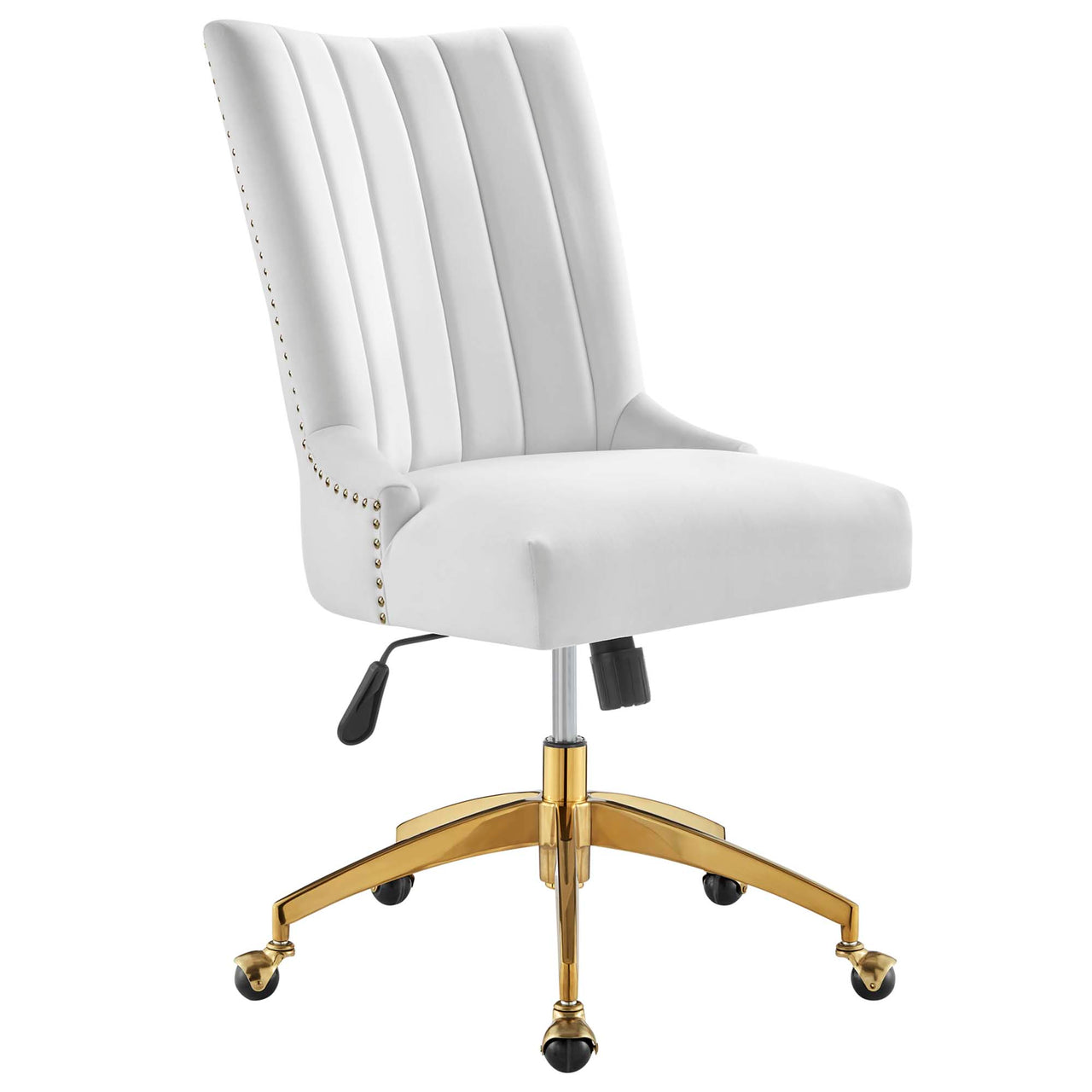 Arvene Velvet Office Chair, Gold & White