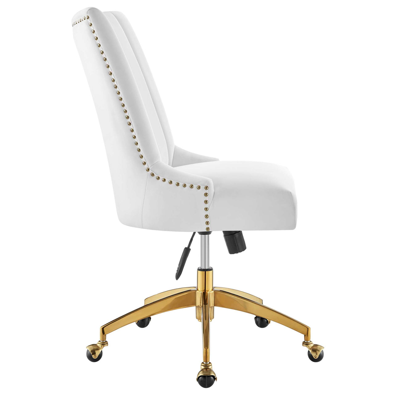 Arvene Velvet Office Chair, Gold & White