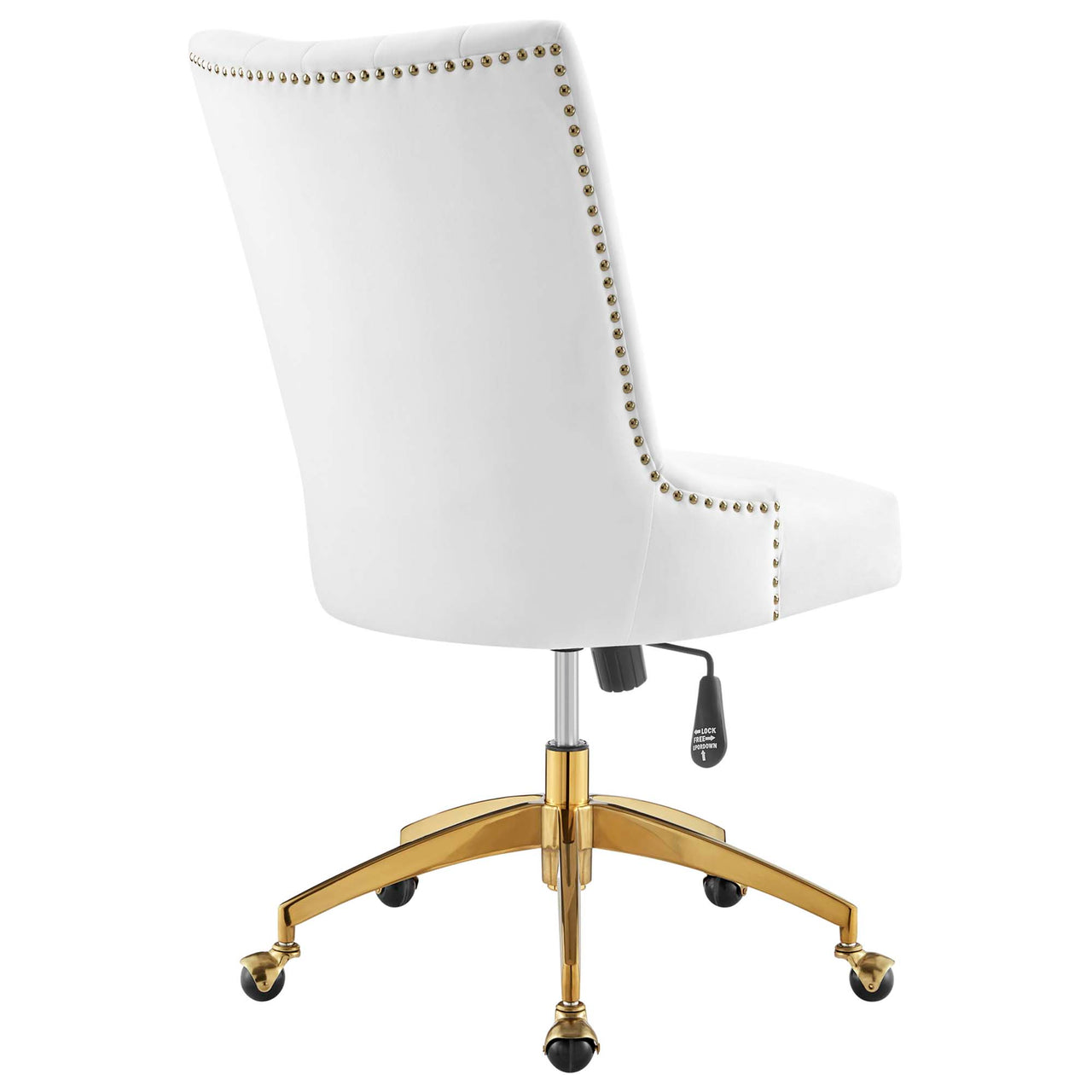 Arvene Velvet Office Chair, Gold & White