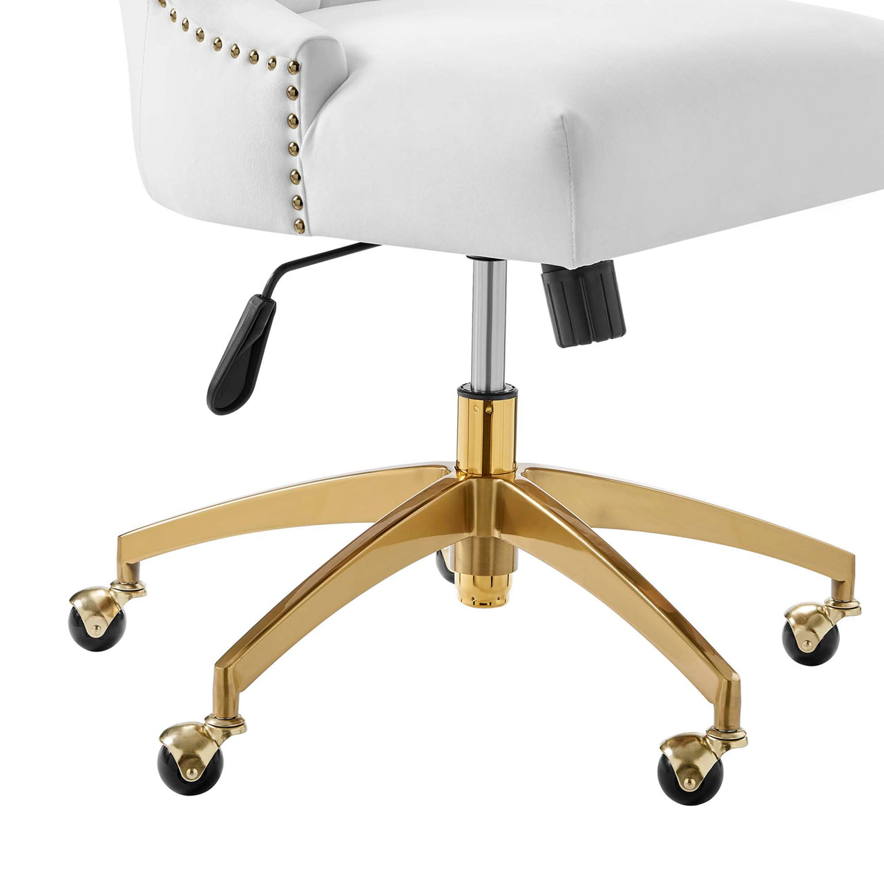 Arvene Velvet Office Chair, Gold & White