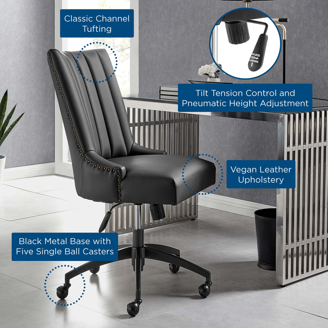 Arvene Eco-Leather Office Chair, Black