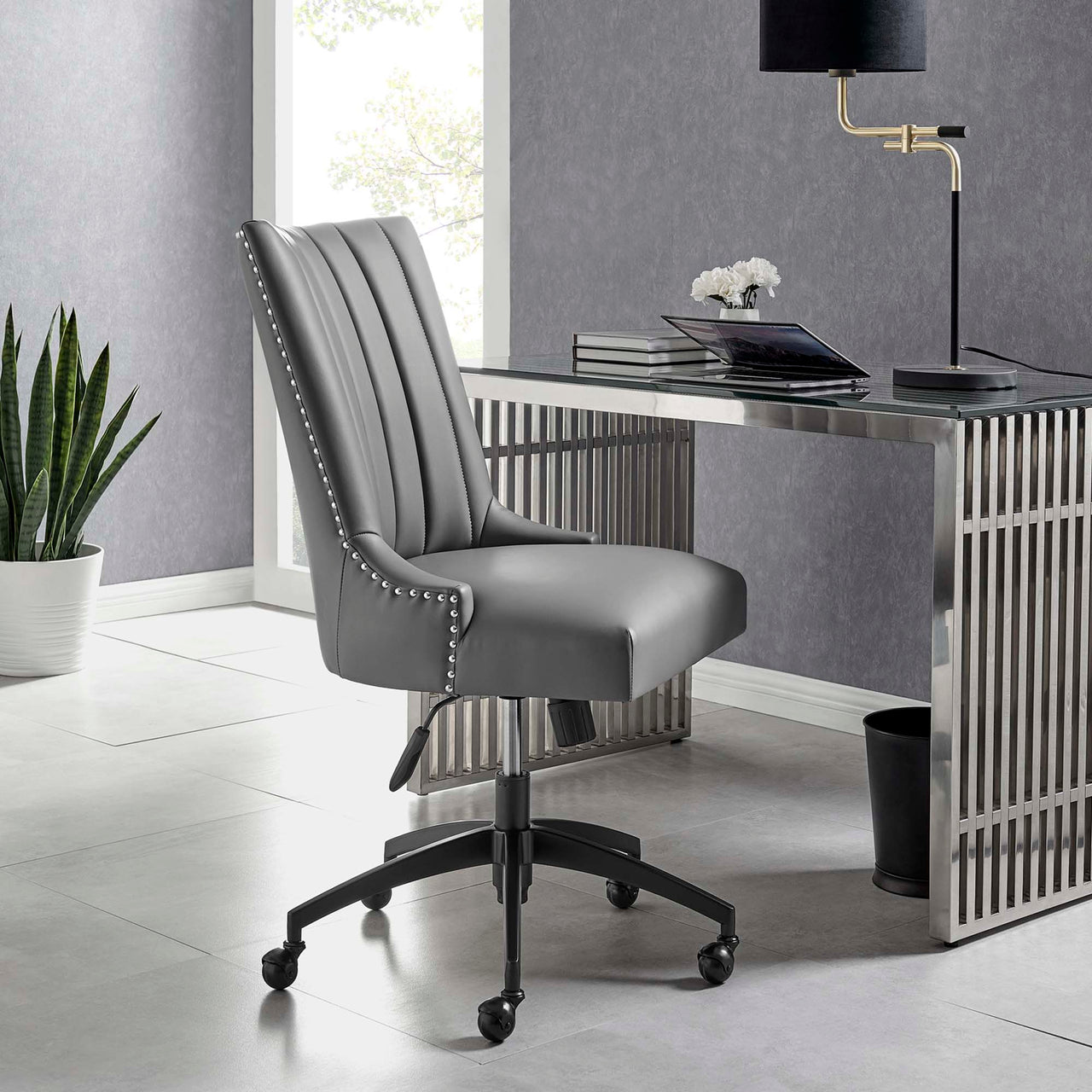 Arvene Eco-Leather Office Chair, Black & Gray