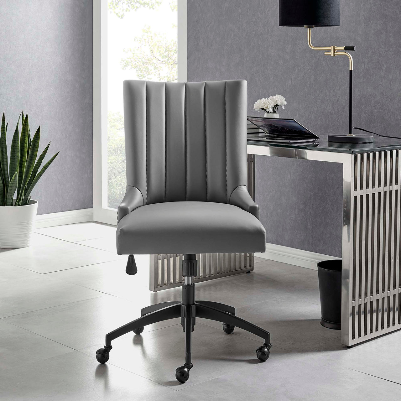 Arvene Eco-Leather Office Chair, Black & Gray