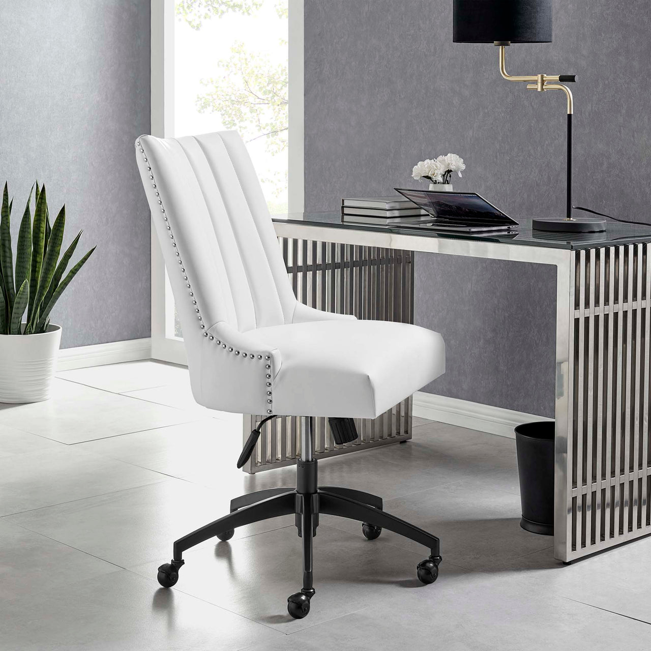 Arvene Eco-Leather Office Chair, Black & White