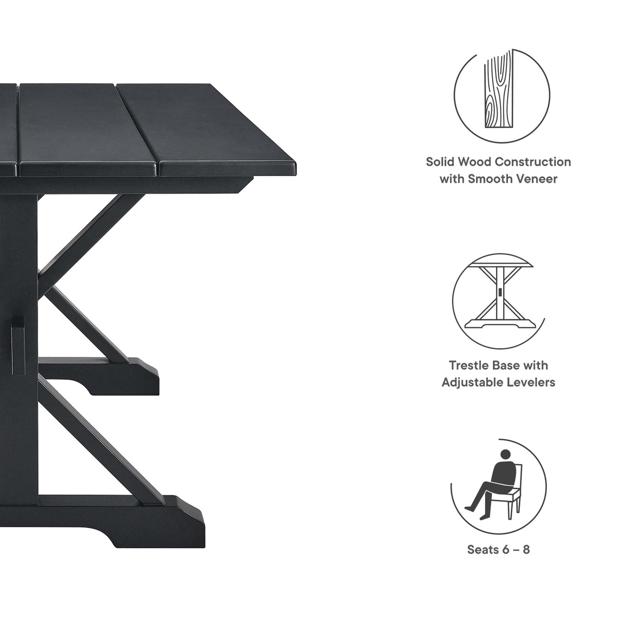 Picnic Dining Table, Black