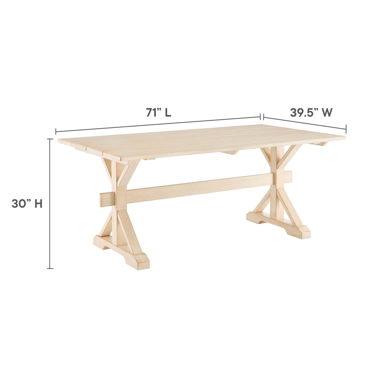 Picnic Dining Table, Natural Wood