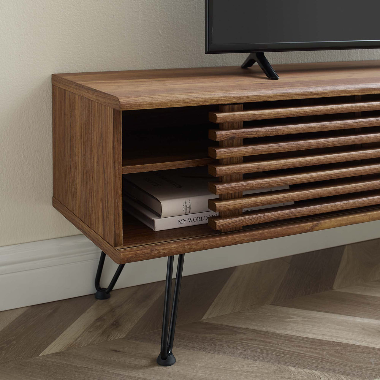 Ventra Entertainment Center, Medium, Walnut & Black