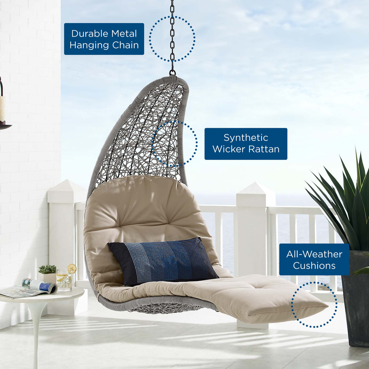 Magic Carpet Swing Chair, Light Gray & Beige