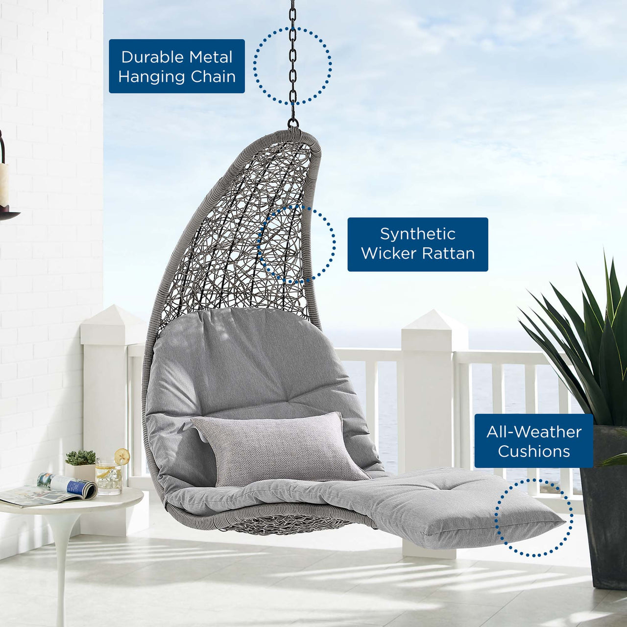 Magic Carpet Swing Chair, Light Gray & Gray