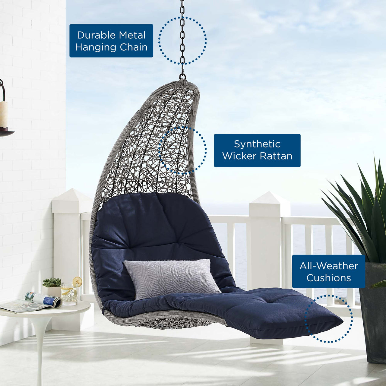 Magic Carpet Swing Chair, Light Gray & Navy