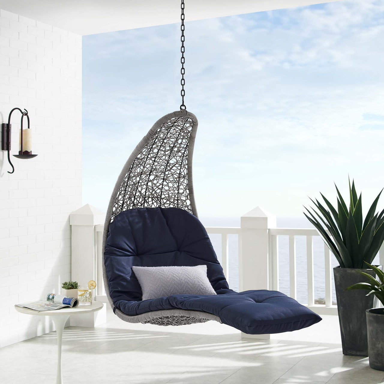 Magic Carpet Swing Chair, Light Gray & Navy