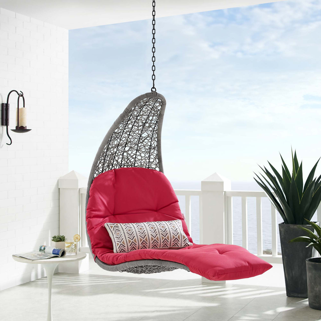 Magic Carpet Swing Chair, Light Gray & Red