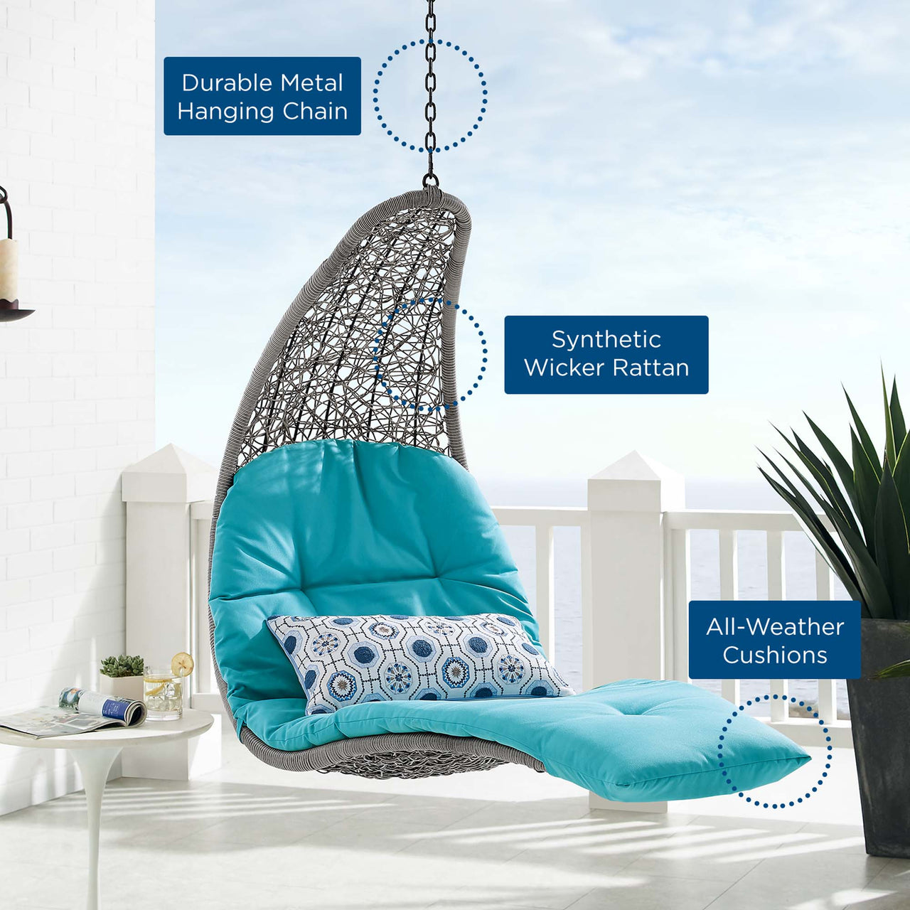 Magic Carpet Swing Chair, Light Gray & Turquoise