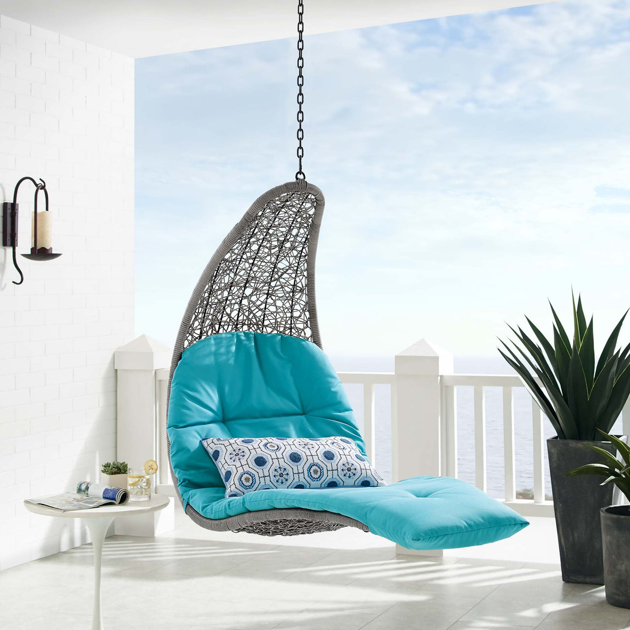 Magic Carpet Swing Chair, Light Gray & Turquoise