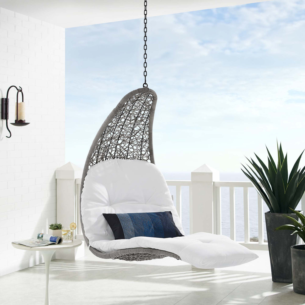 Magic Carpet Swing Chair, Light Gray & White