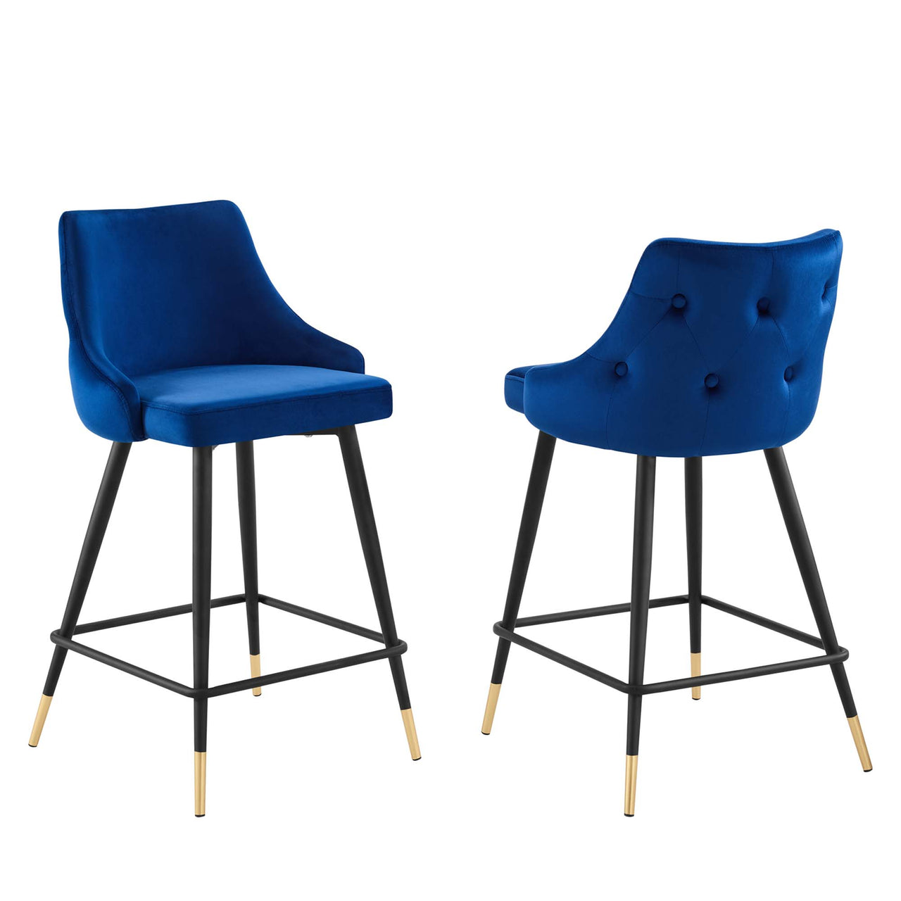 Avira Velvet Counter Stool Set of 2, Navy