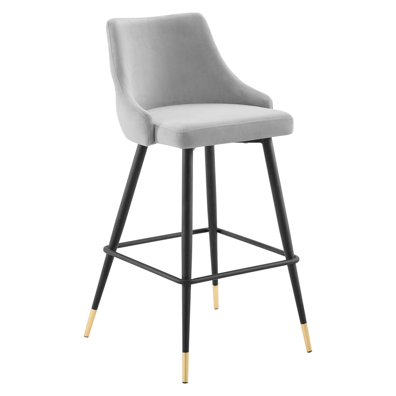 Avira Velvet Bar Stool Set of 2, Light Gray