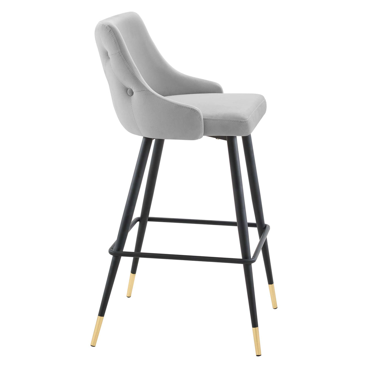 Avira Velvet Bar Stool Set of 2, Light Gray