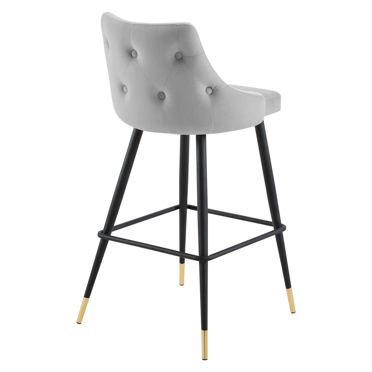 Avira Velvet Bar Stool Set of 2, Light Gray