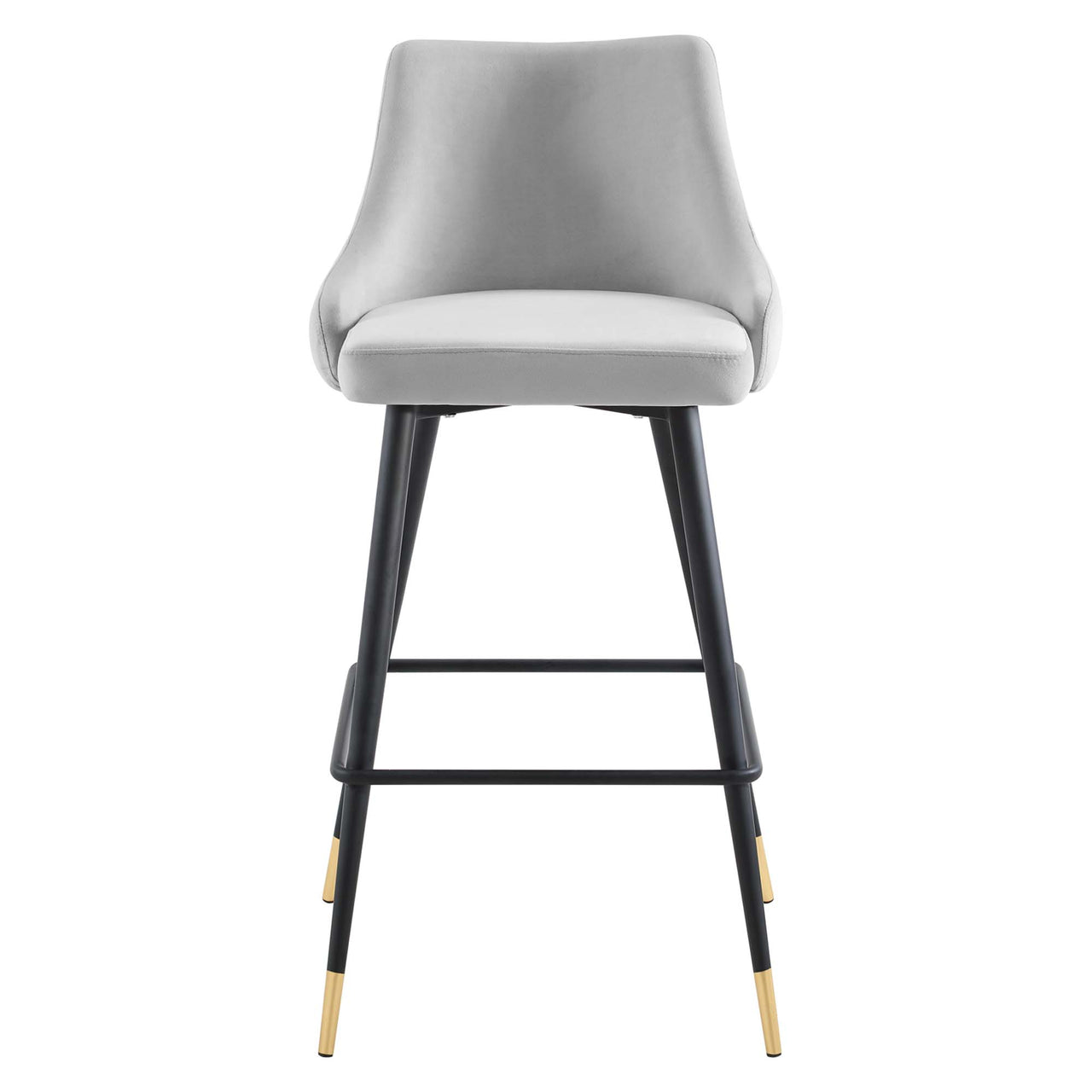 Avira Velvet Bar Stool Set of 2, Light Gray