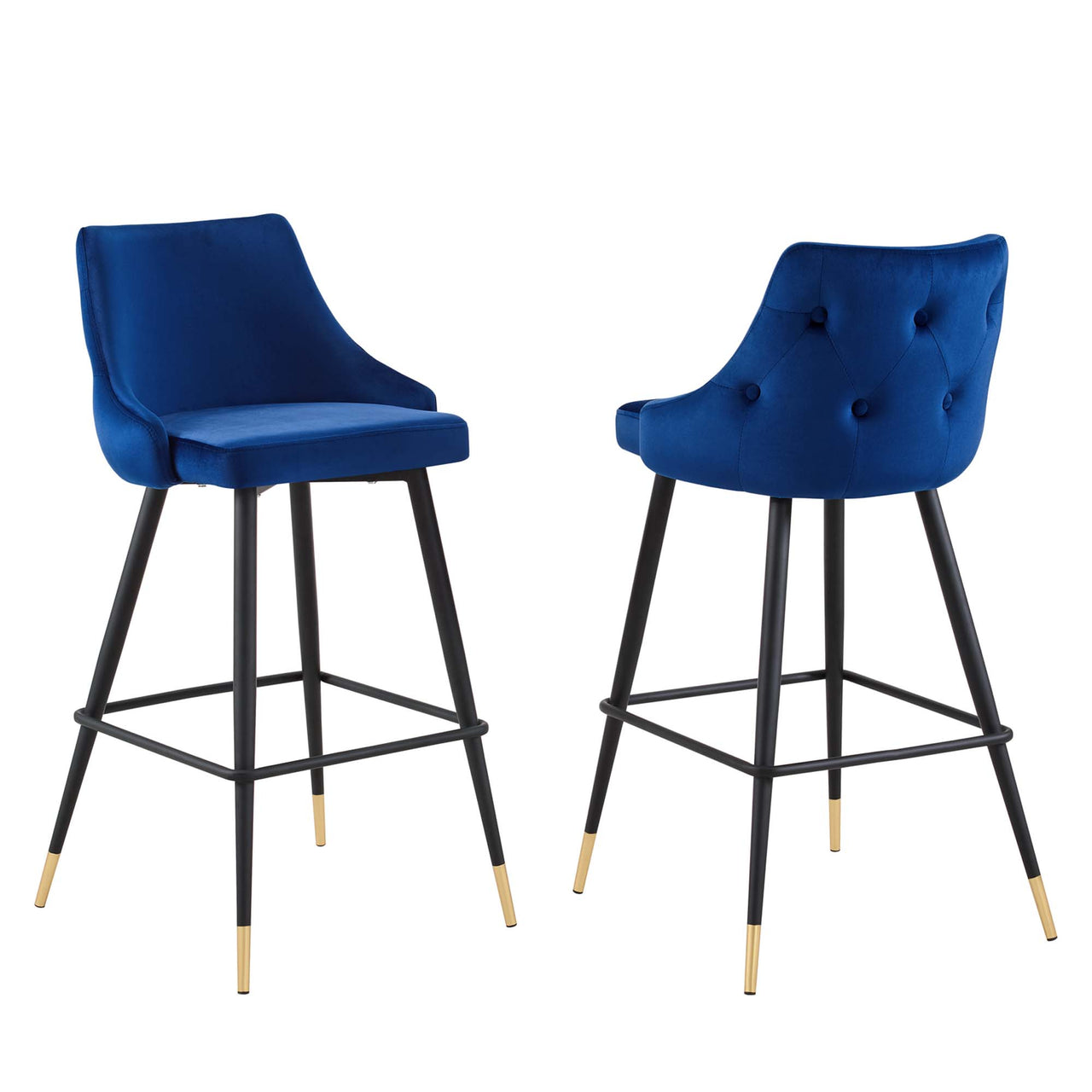 Avira Velvet Bar Stool Set of 2, Navy