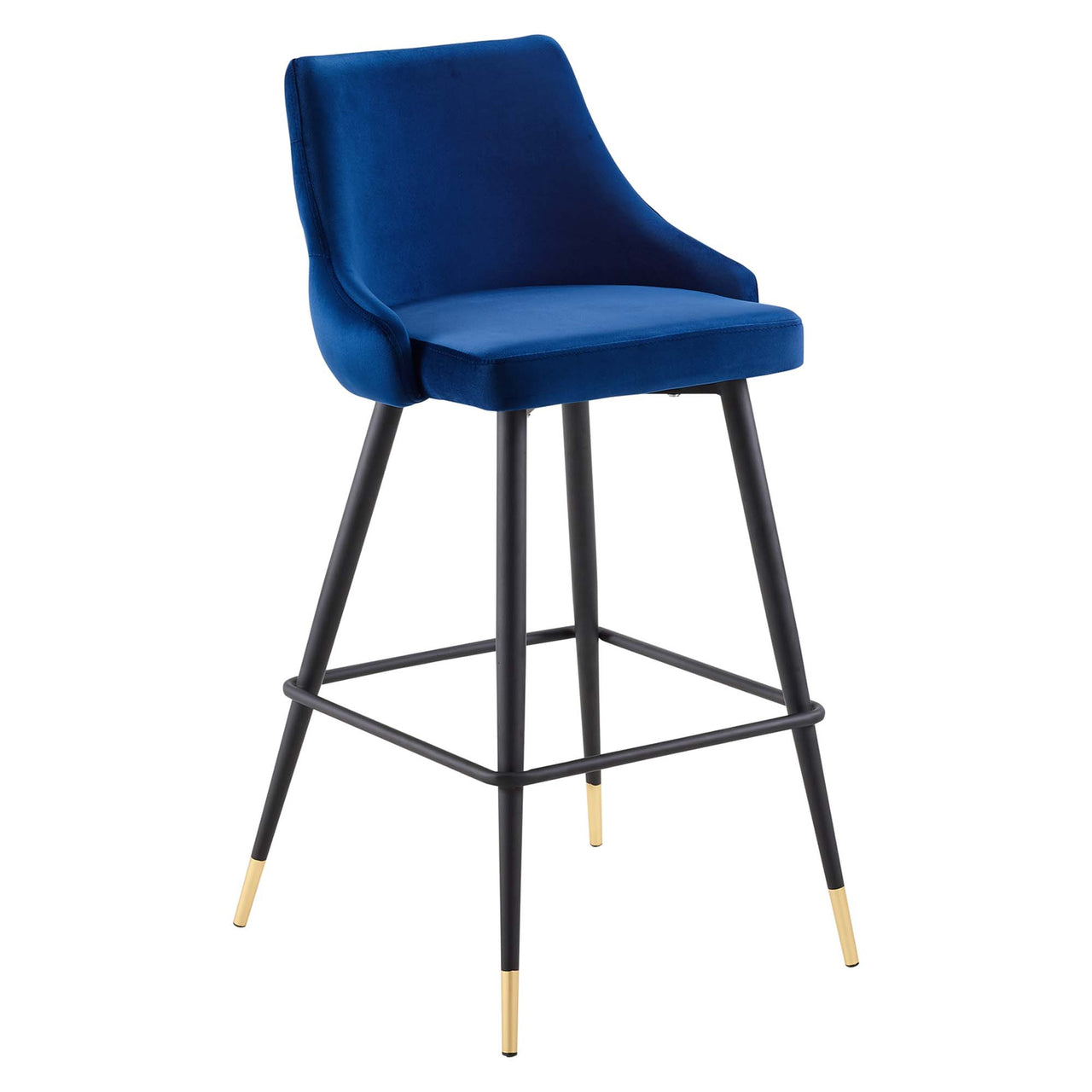 Avira Velvet Bar Stool Set of 2, Navy