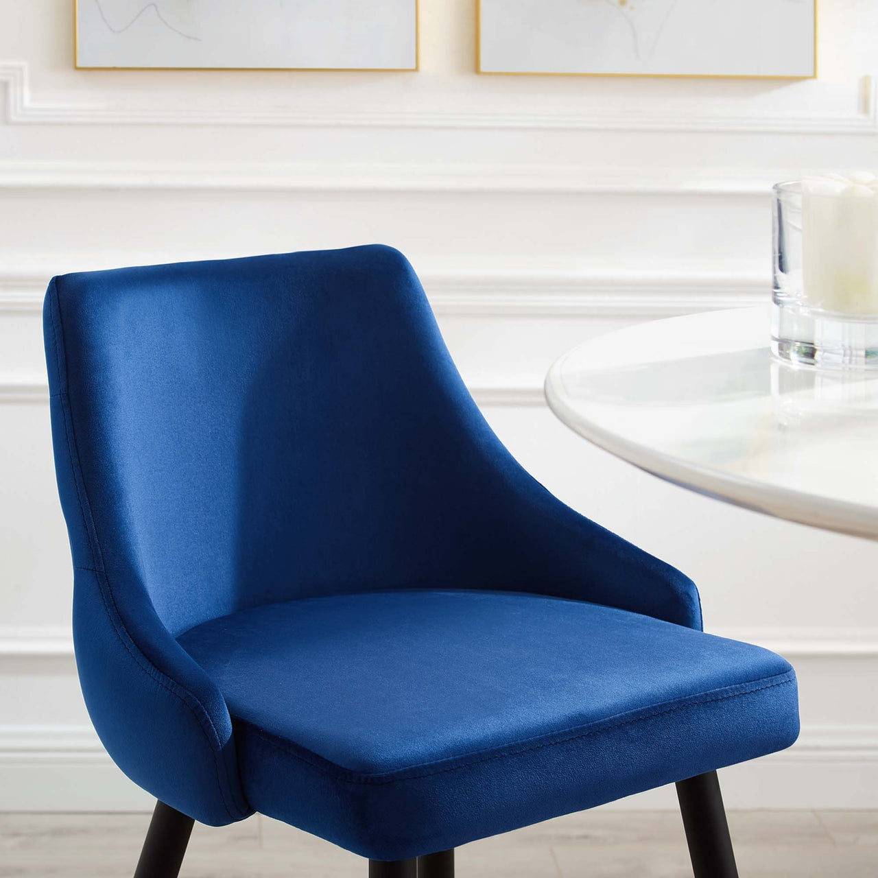 Avira Velvet Bar Stool Set of 2, Navy