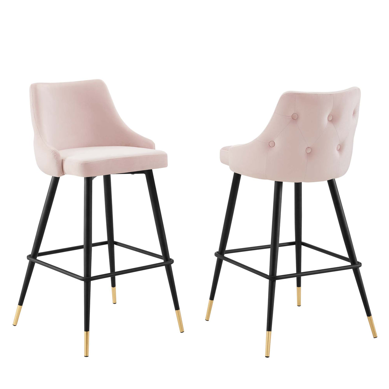 Avira Velvet Bar Stool Set of 2, Pink