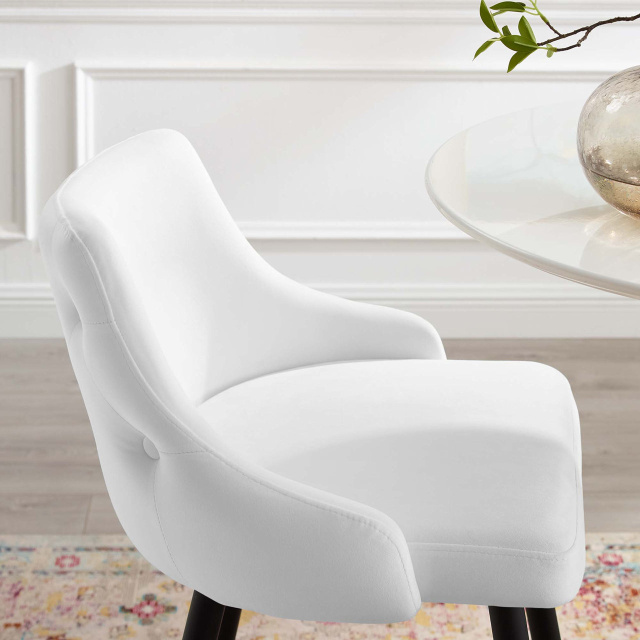 Avira Velvet Bar Stool Set of 2, White
