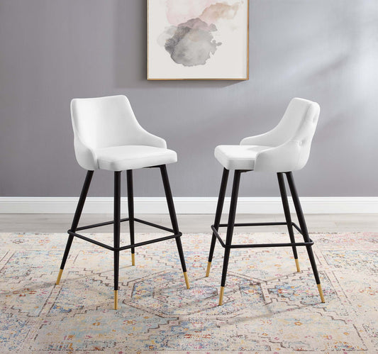 Avira Velvet Bar Stool Set of 2, White