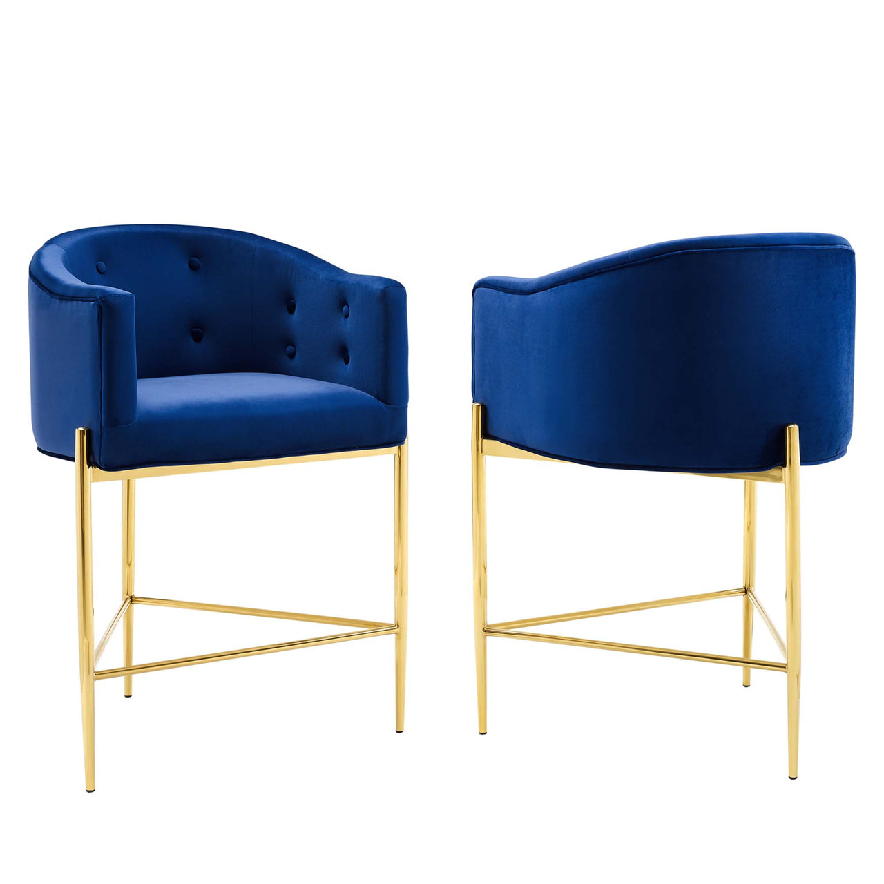 Civetta Upholstered Velvet Counter Stool Set of 2, Navy