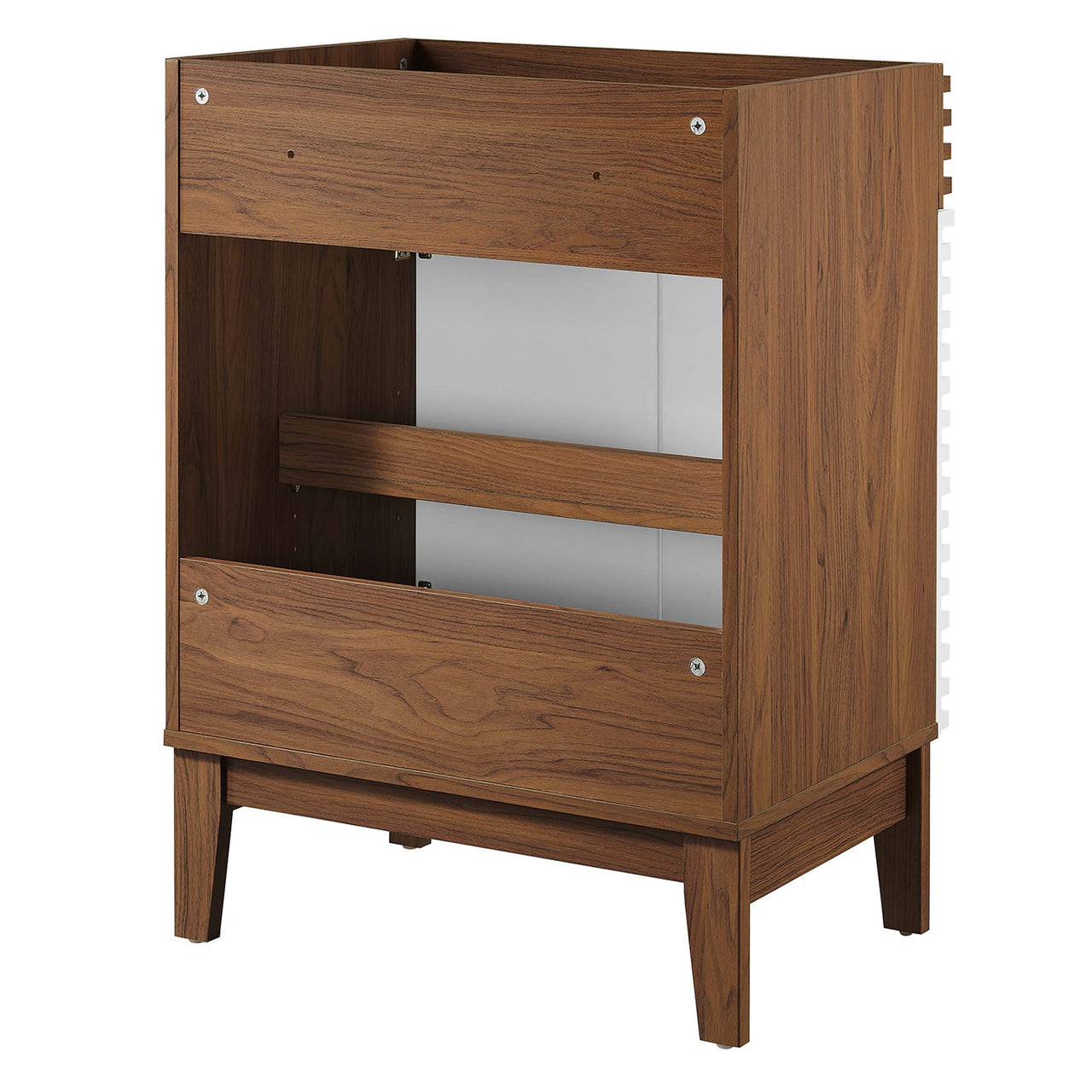 Ventra Vanity Base with Storage, Small, White & Walnut