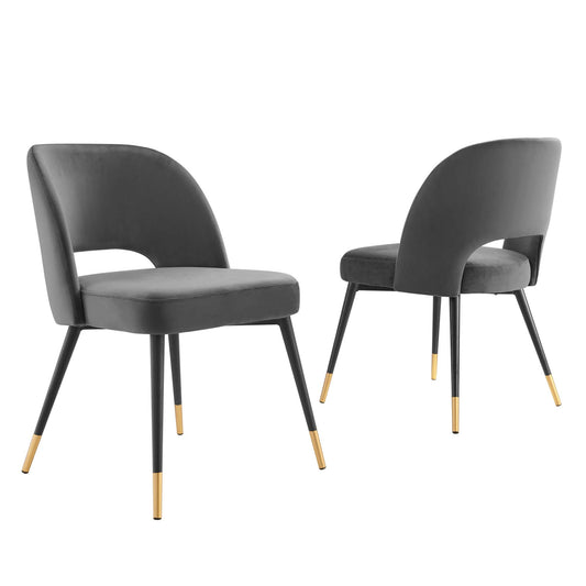 Artemis Upholstered Velvet Dining Chair Set of 2, Charcoal