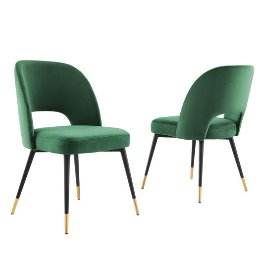 Artemis Upholstered Velvet Dining Chair Set of 2, Emerald