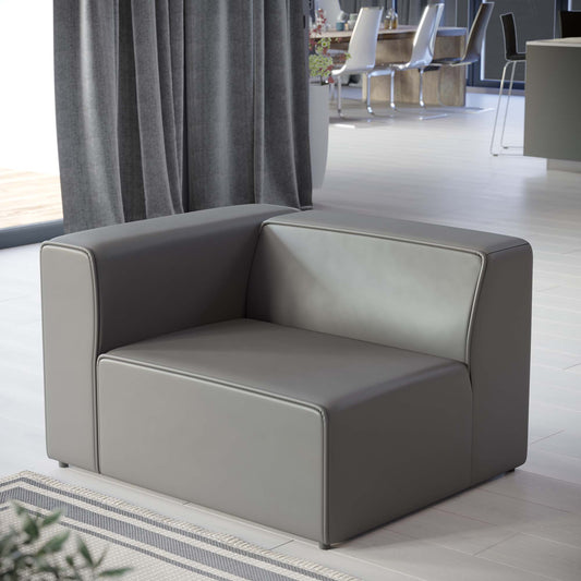 Coalesse Eco-Leather Left-Arm Chair | Modular Sectional Component, Gray