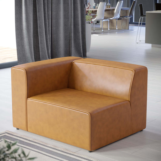 Coalesse Eco-Leather Left-Arm Chair | Modular Sectional Component, Tan