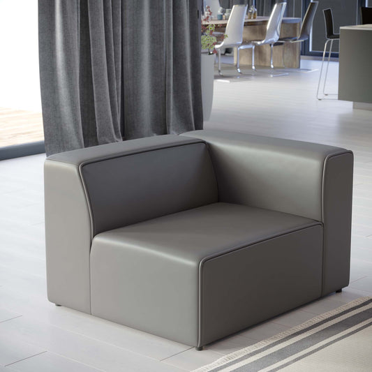 Coalesse Eco-Leather Right-Arm Chair | Modular Sectional Component, Gray