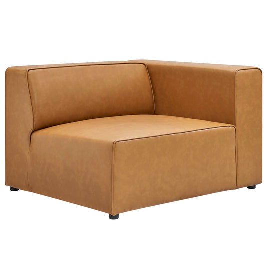 Coalesse Eco-Leather Right-Arm Chair | Modular Sectional Component, Tan