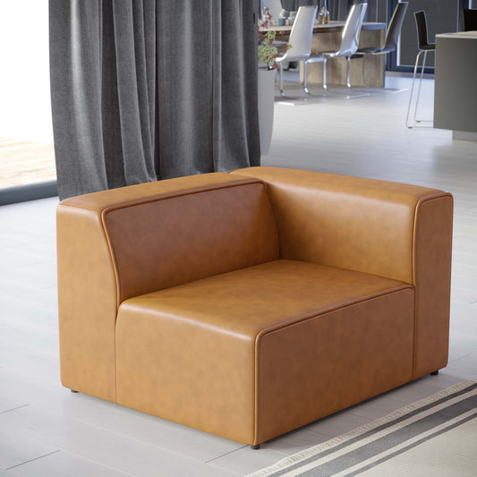 Coalesse Eco-Leather Right-Arm Chair | Modular Sectional Component, Tan
