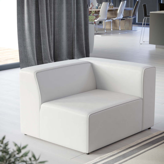 Coalesse Eco-Leather Right-Arm Chair | Modular Sectional Component, White