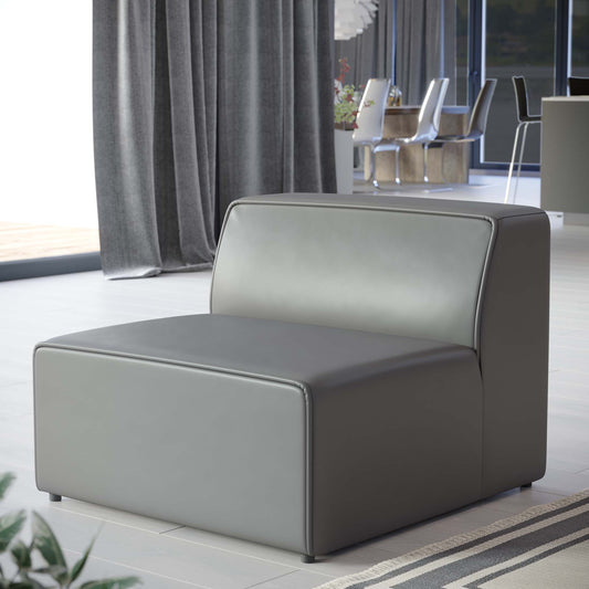 Coalesse Eco-Leather Armless Chair | Modular Sectional Component, Gray